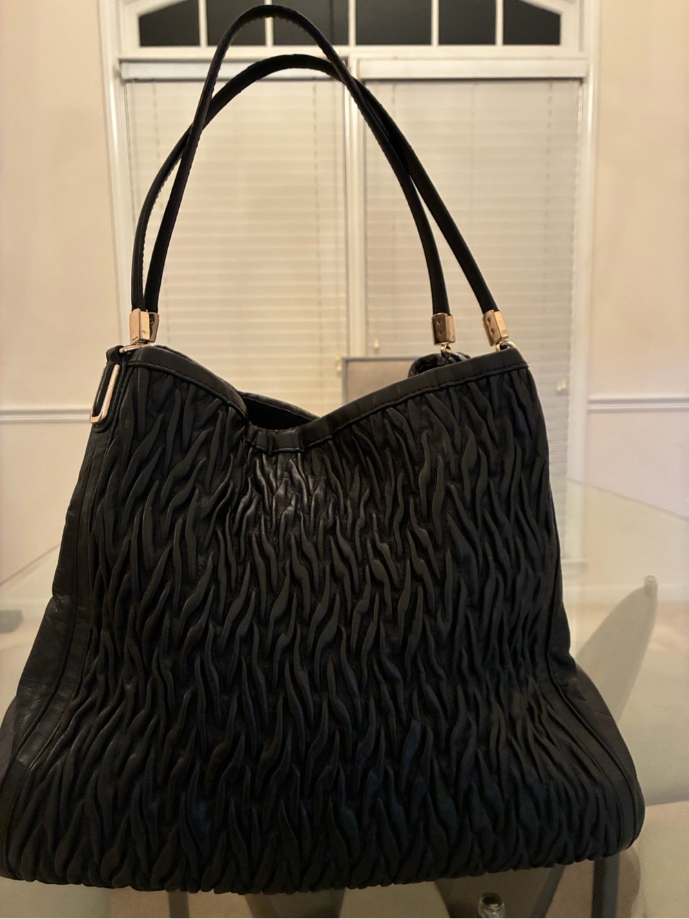 Coach Black Gathered Leather